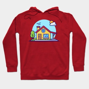 House Cartoon Vector Icon Illustration (2) Hoodie